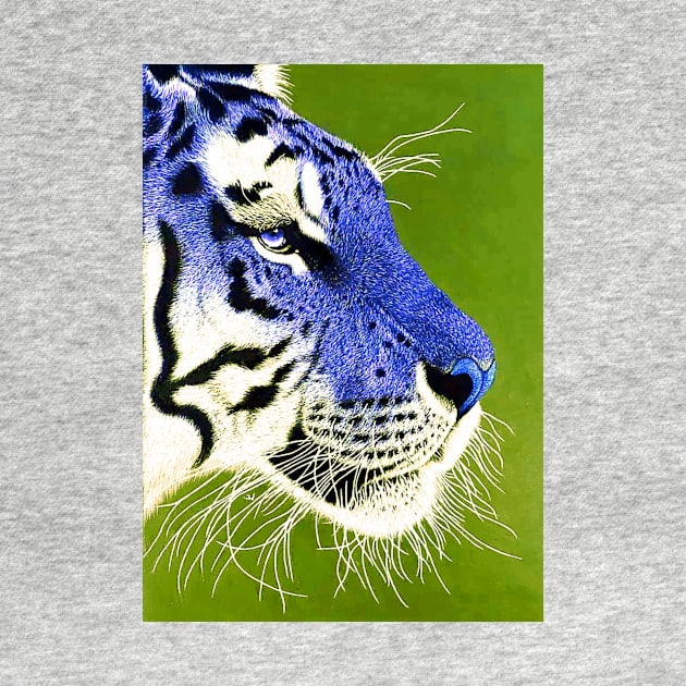 Ultramarine blue and white siberian tiger by LukjanovArt